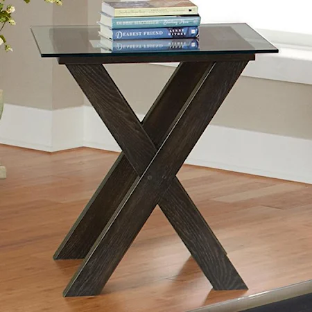 Contemporary End Table with Glass Top